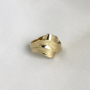 14k Solid Yellow Gold Sculptural Abstract Fashion Ring Size 5